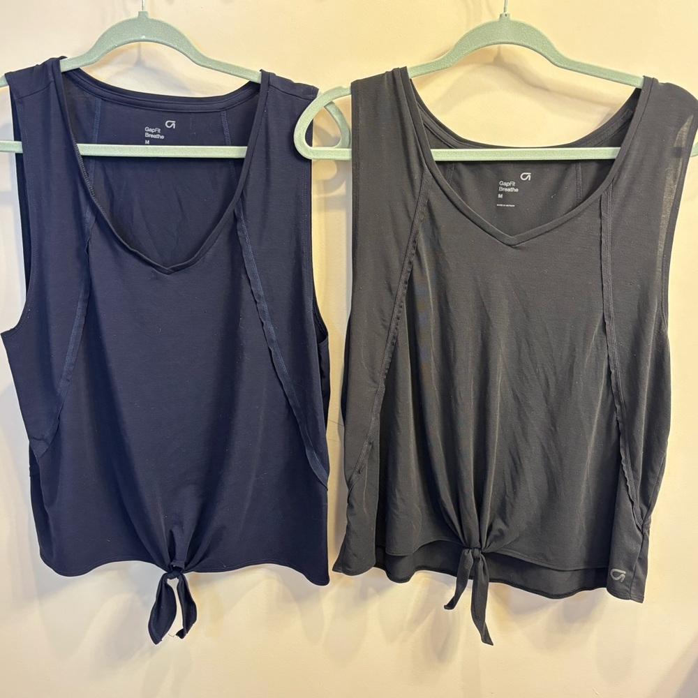 GAP Women's Tie-Front Tank Tops - Navy and Charcoal